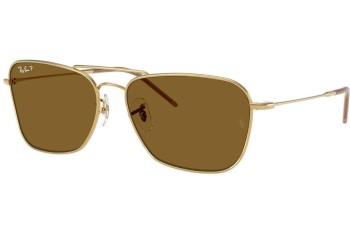 Sončna očala Ray-Ban Caravan Reverse RBR0102S 001/83 Polarized Pravokotna Zlata