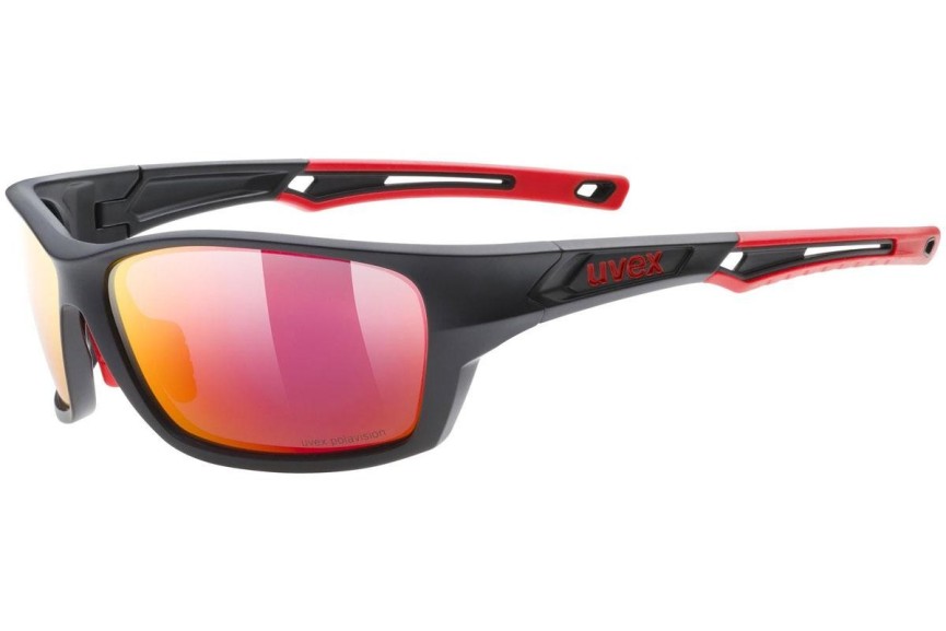 Sončna očala uvex sportstyle 232 P Black Mat / Red S3 Polarized Pravokotna Črna