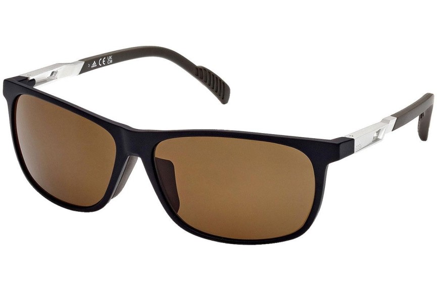 Sončna očala Adidas Sport SP0061 02H Polarized Pravokotna Črna